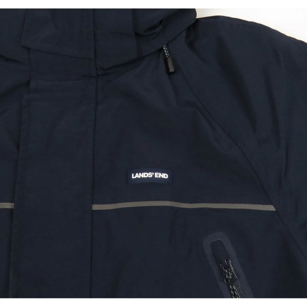 Lands End Waterproof Windproof Insulated Mens Hooded Full Zip Parka Jacket S - Picture 2 of 11